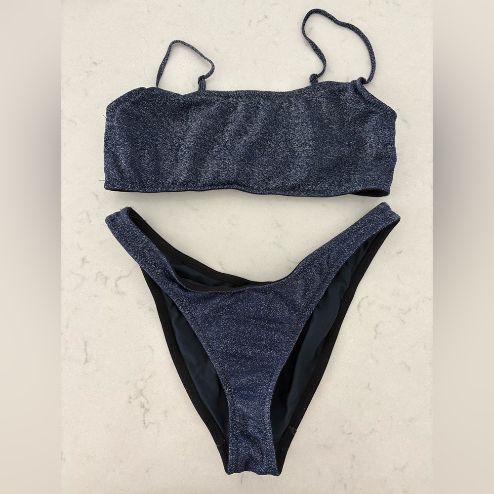 triangl swimwear Shimmery Navy Blue Bikini Set
